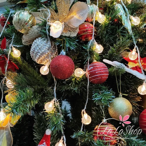 Dây đèn bi tròn bọt tuyết 10m trang trí noel