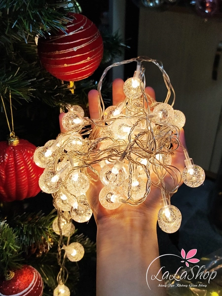 Dây đèn bi tròn bọt tuyết bóng lớn 10m trang trí noel bóng lớn hàng cao cấp