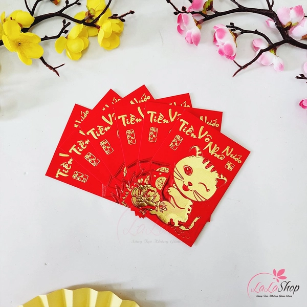 Combo 6 Bao Lì Xì Tết Quý Mão 2023 In Nổi 3D Màu Đỏ Tiền Vô Như Nước