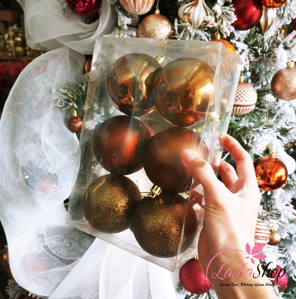 Hộp châu 8cm trang trí cây thông noel mẫu 2