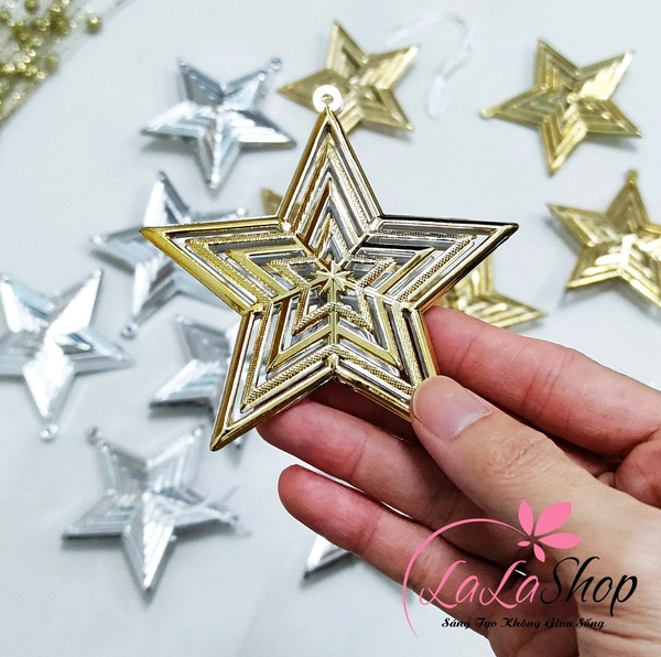 Set 6 ngôi sao treo trang trí noel size 8cm