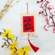 Liễn mành tre thư pháp đỏ 10x15cm Lộc Phúc liễn treo trang trí tết