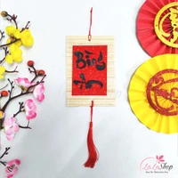 Liễn mành thư pháp đỏ chữ Bình An liễn treo trang trí tết