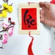 Liễn mành thư pháp 10x15cm  Chữ Lộc liễn treo trang trí tết