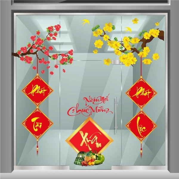 Combo Decal Trang Trí Mâm Ngũ Quả Phát Tài Phát Lộc 2