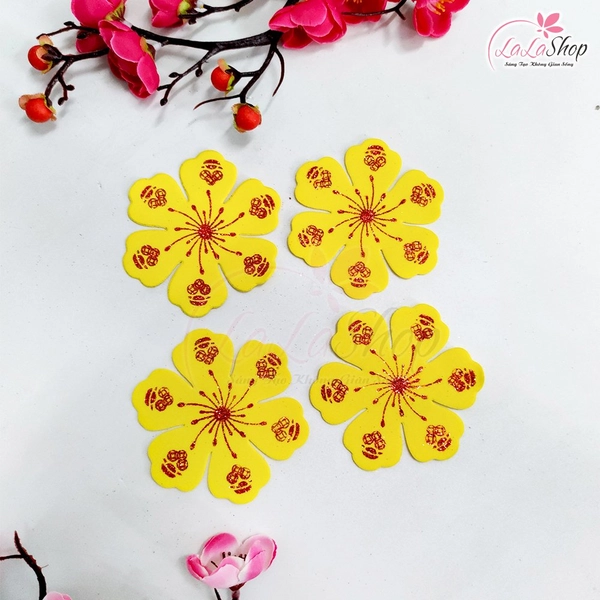 Combo 4 Bông mai vàng 9cm xốp dán trang trí tết