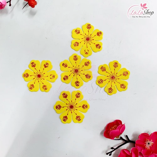 Combo 5 Bông mai vàng 6cm xốp dán trang trí tết
