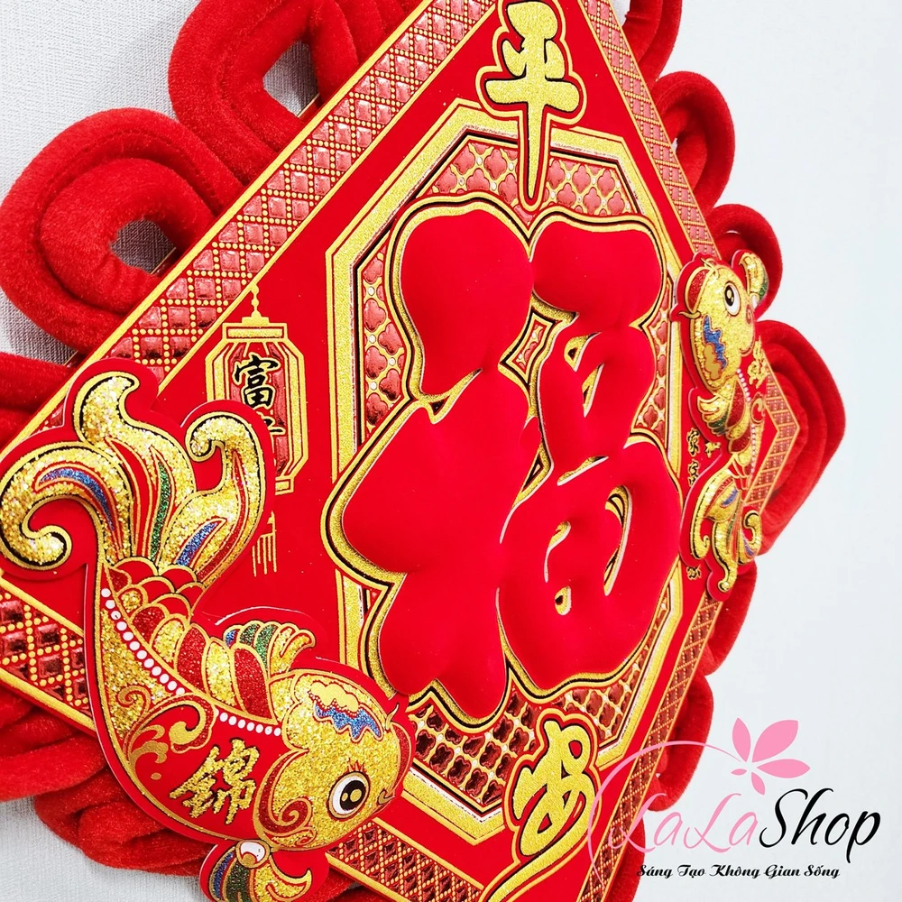 Liễn chữ phúc nhung đỏ lớn 1m1 trang trí ngày tết mẫu 2