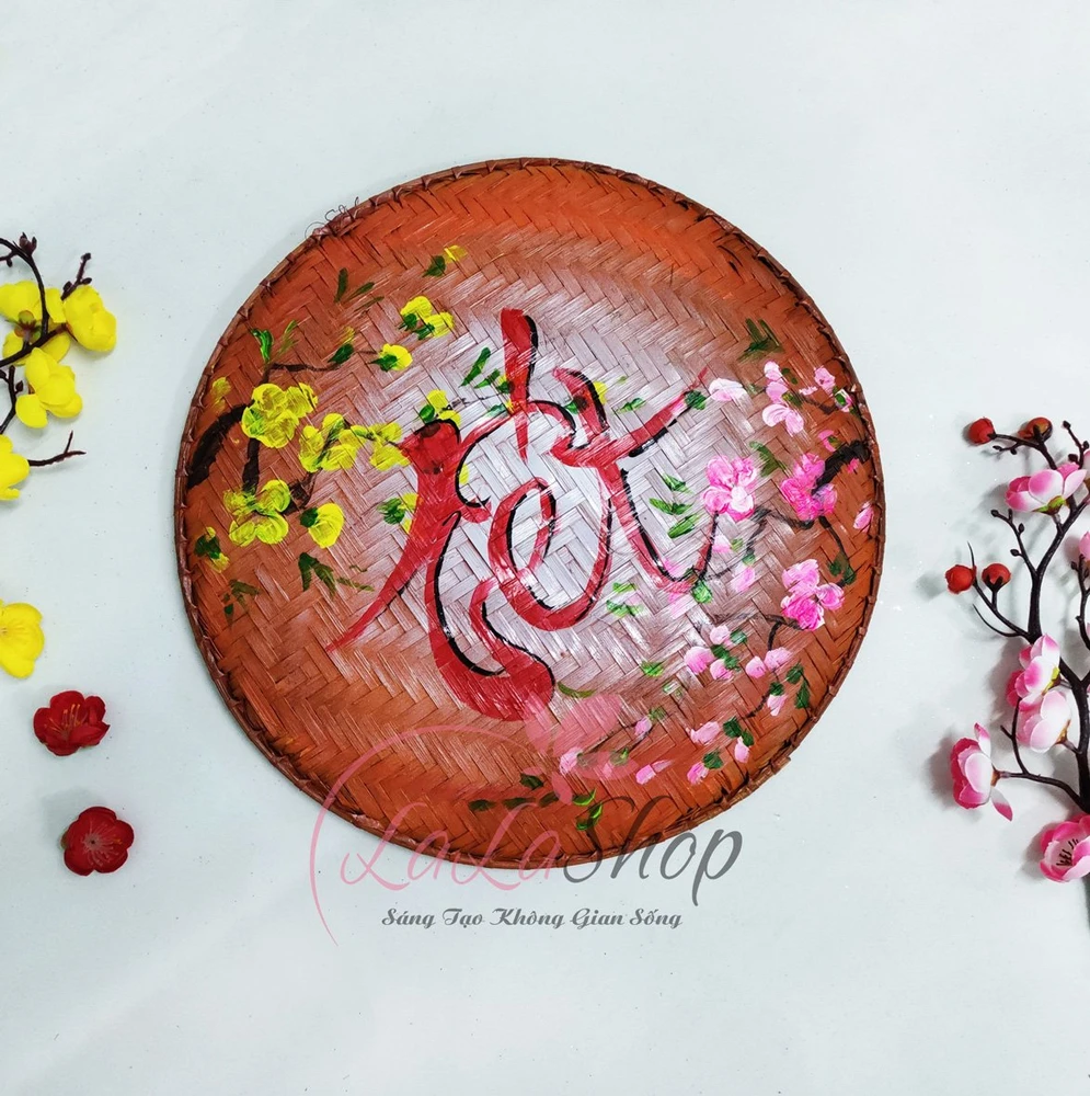 Mẹt chữ tết 35cm sắc màu trang trí tết