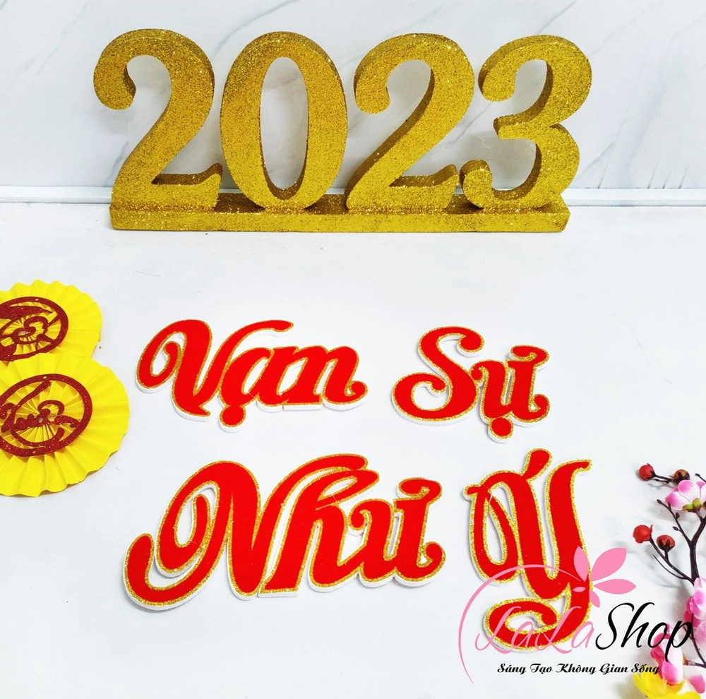 Chữ xốp Đỏ Vạn Sự Như Ý trang trí tết