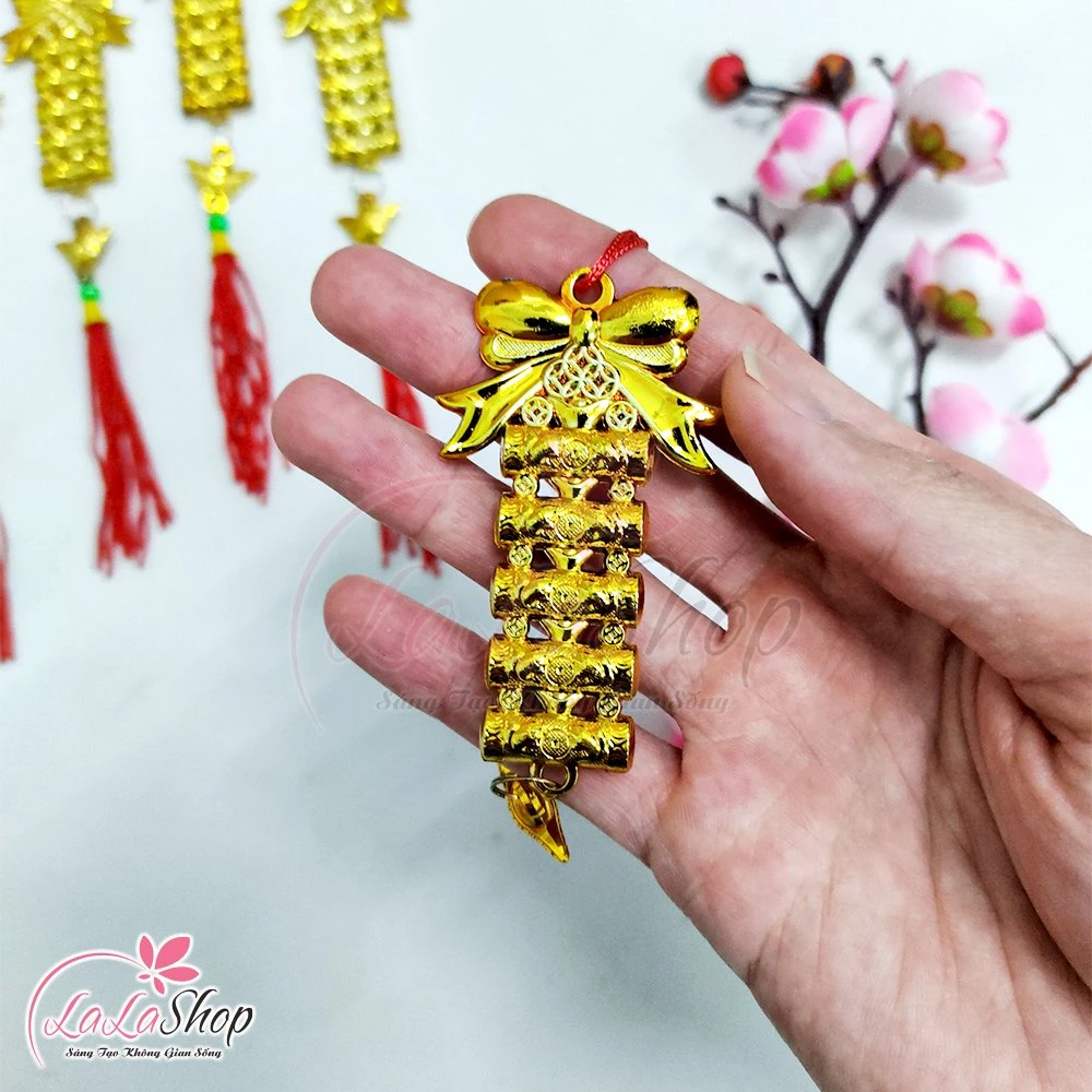 Combo 5 dây lộc treo nơ vàng trang trí tết