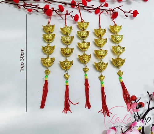 Combo 5 dây lộc treo thỏi vàng chữ phúc trang trí tết