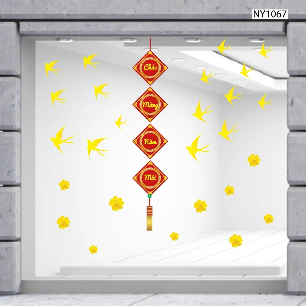 Decal trang trí tết chúc mừng năm mới mẫu 9