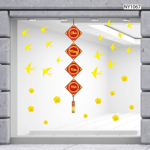 Decal trang trí tết chúc mừng năm mới mẫu 9