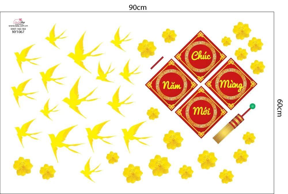 Decal trang trí tết chúc mừng năm mới mẫu 9