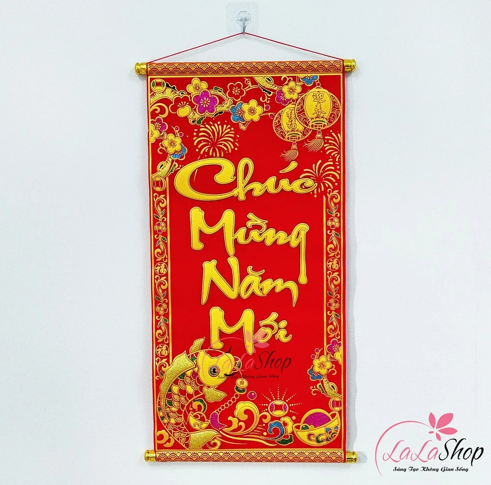 Liễn Nhung Trang Trí Tết Chúc Mừng Năm Mới Size Lớn
