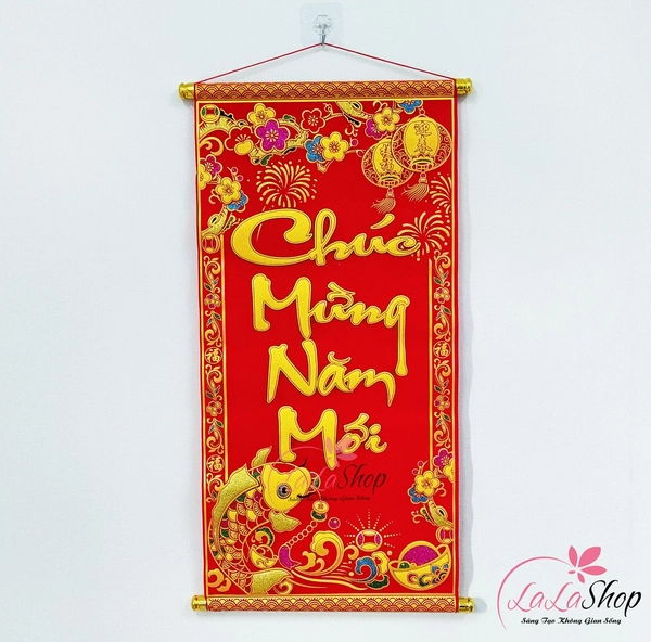 Liễn Nhung Trang Trí Tết Chúc Mừng Năm Mới Size Lớn
