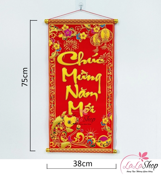 Liễn Nhung Trang Trí Tết Chúc Mừng Năm Mới Size Lớn