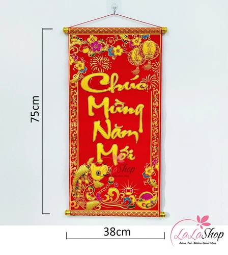 Liễn Nhung Trang Trí Tết Chúc Mừng Năm Mới Size Lớn
