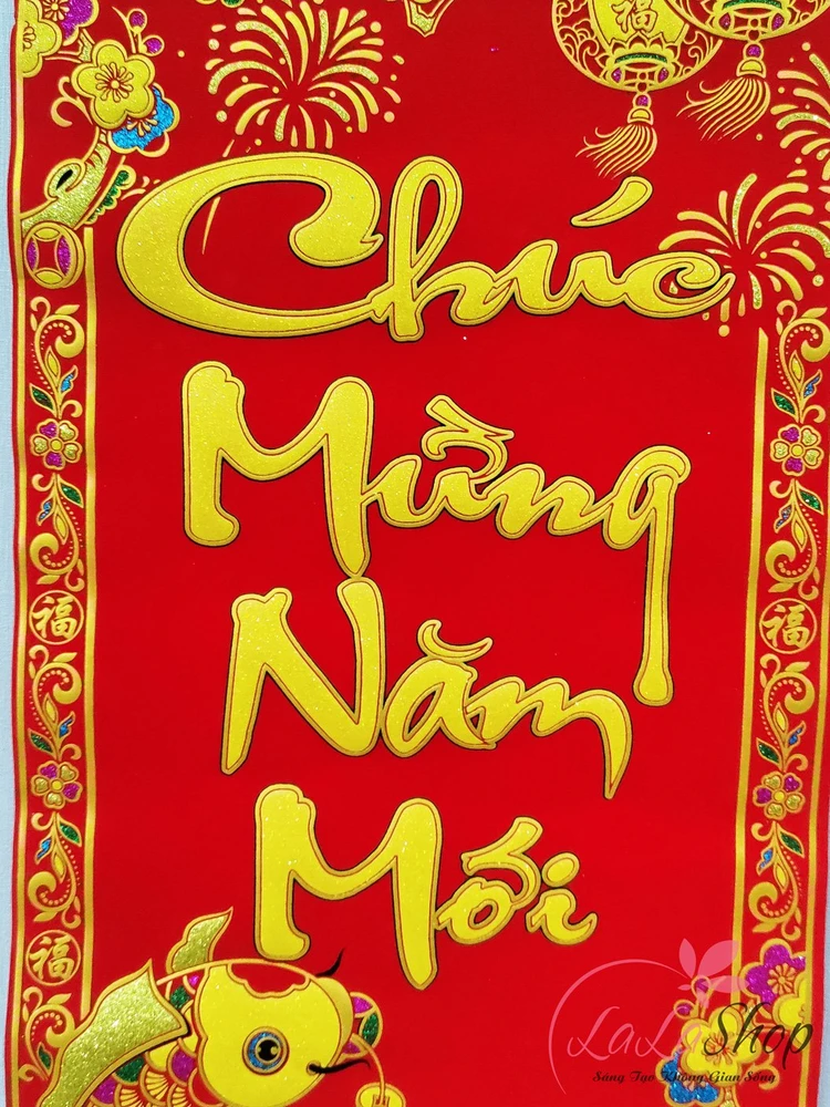 Liễn Nhung Trang Trí Tết Chúc Mừng Năm Mới Size Lớn