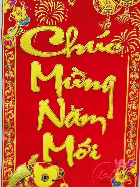 Liễn Nhung Trang Trí Tết Chúc Mừng Năm Mới Size Lớn