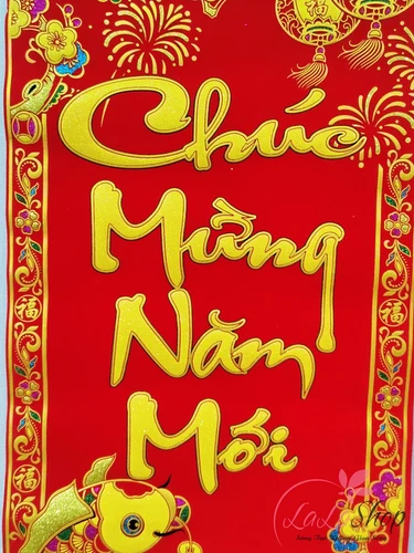 Liễn Nhung Trang Trí Tết Chúc Mừng Năm Mới Size Lớn