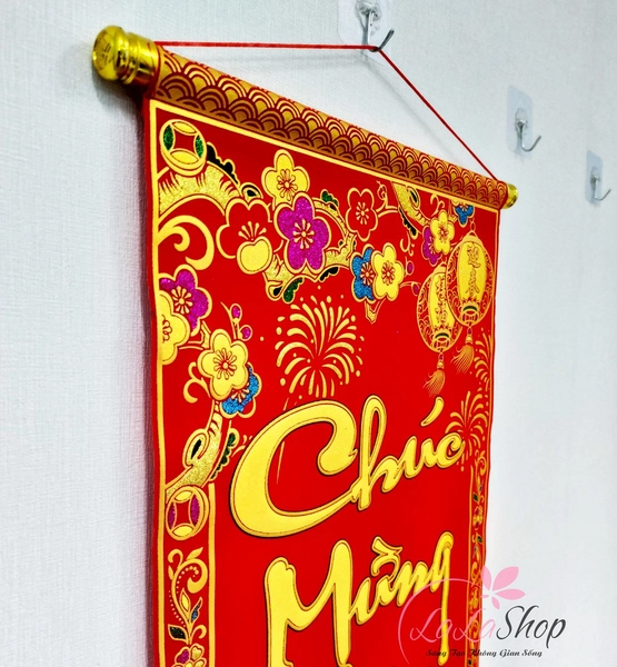 Liễn Nhung Trang Trí Tết Chúc Mừng Năm Mới Size Lớn