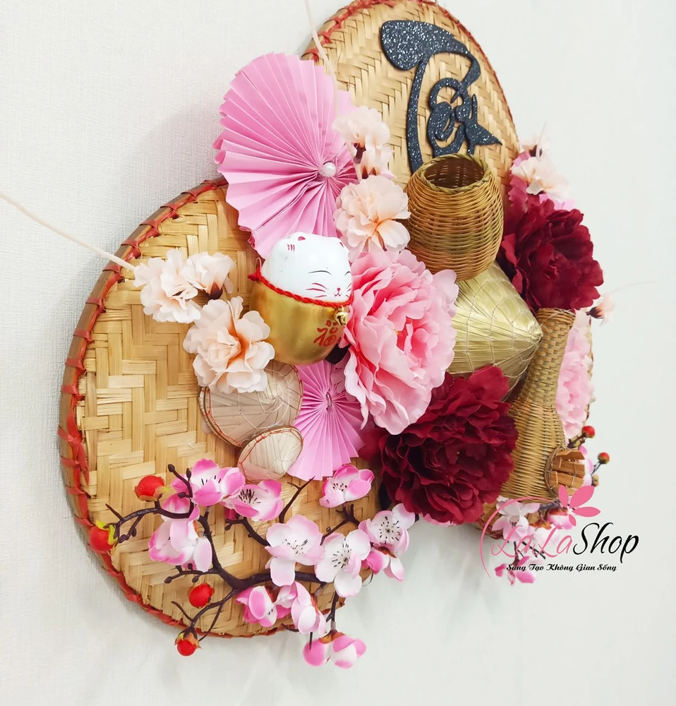 Mẹt tết thư pháp lớn 60cm sắc màu rực rỡ đón xuân trang trí tết