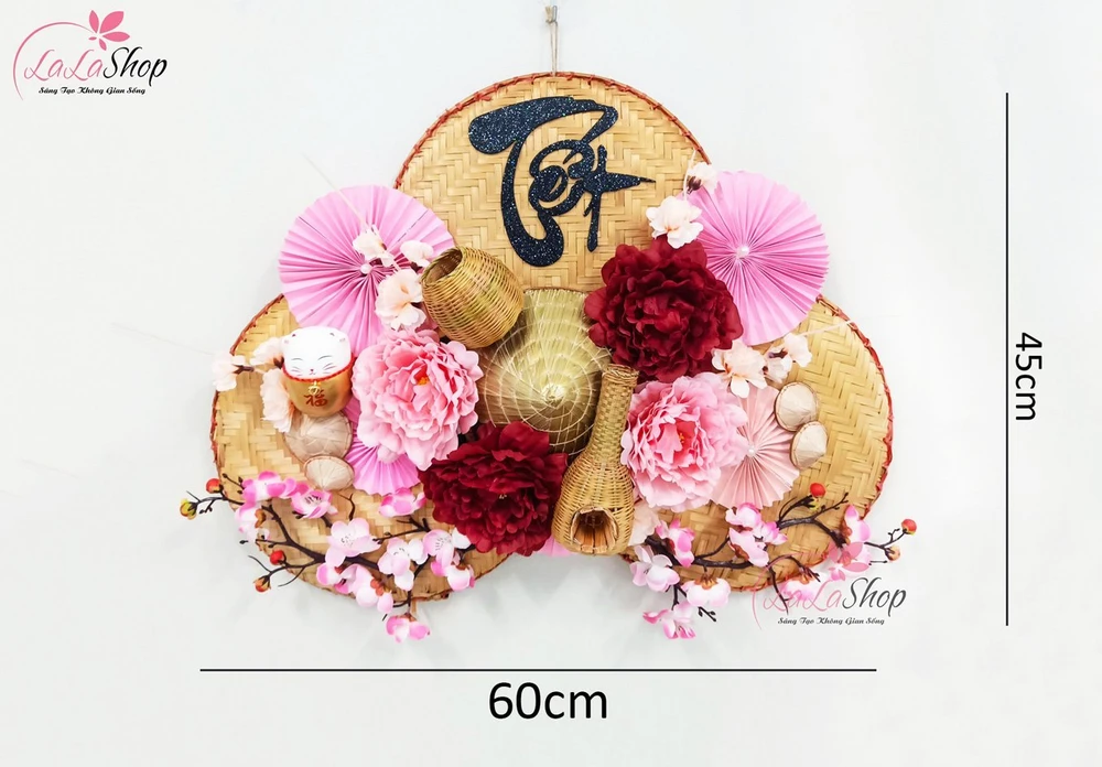 Mẹt tết thư pháp lớn 60cm sắc màu rực rỡ đón xuân trang trí tết