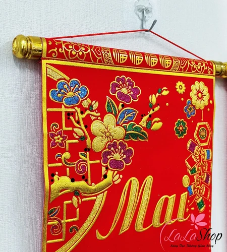 Bộ liễn câu đối Mai Vàng Nở Rộ Mừng Năm Mới  - Đào Hồng Khoe Sắc Đón Xuân Sang