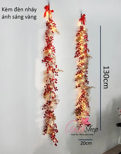 Cặp liễn treo cửa 1m3 đào đông rẻ quạt sắc đỏ vàng sung túc kèm đèn LED trang trí tết