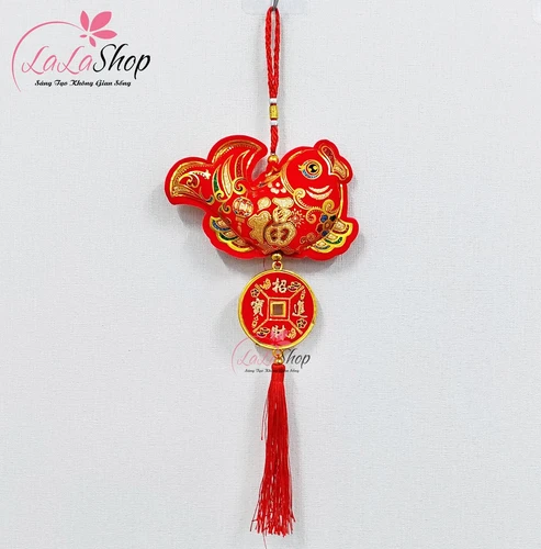 Dây lộc treo đồng tiền cá chép tài lộc may mắn trang trí tết