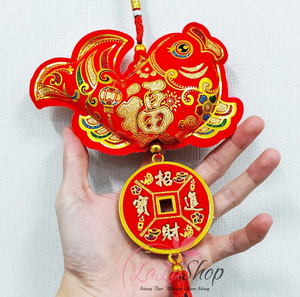 Dây lộc treo đồng tiền cá chép tài lộc may mắn trang trí tết