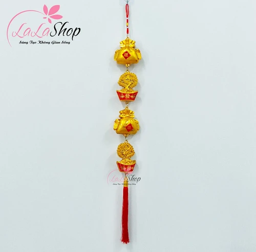 Dây lộc treo đồng tiền thỏi vàng may mắn trang trí tết