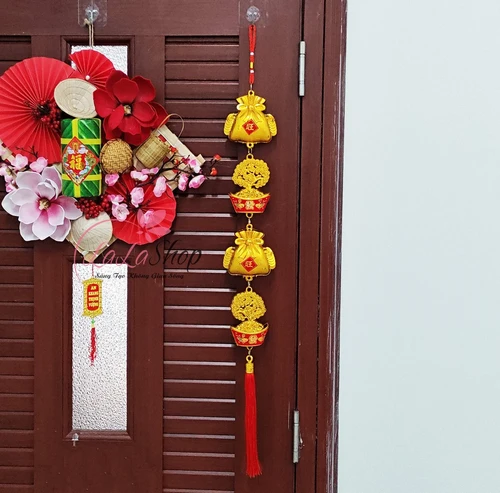 Dây lộc treo đồng tiền thỏi vàng may mắn trang trí tết