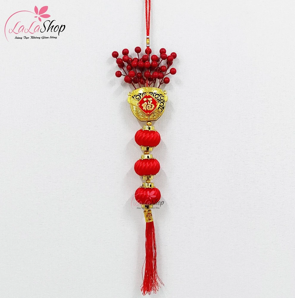 Dây lộc treo chữ phúc lồng đèn may mắn trang trí tết mẫu 2