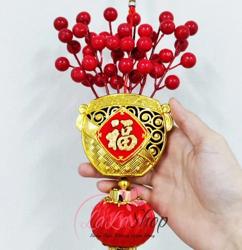 Dây lộc treo chữ phúc lồng đèn may mắn trang trí tết mẫu 2