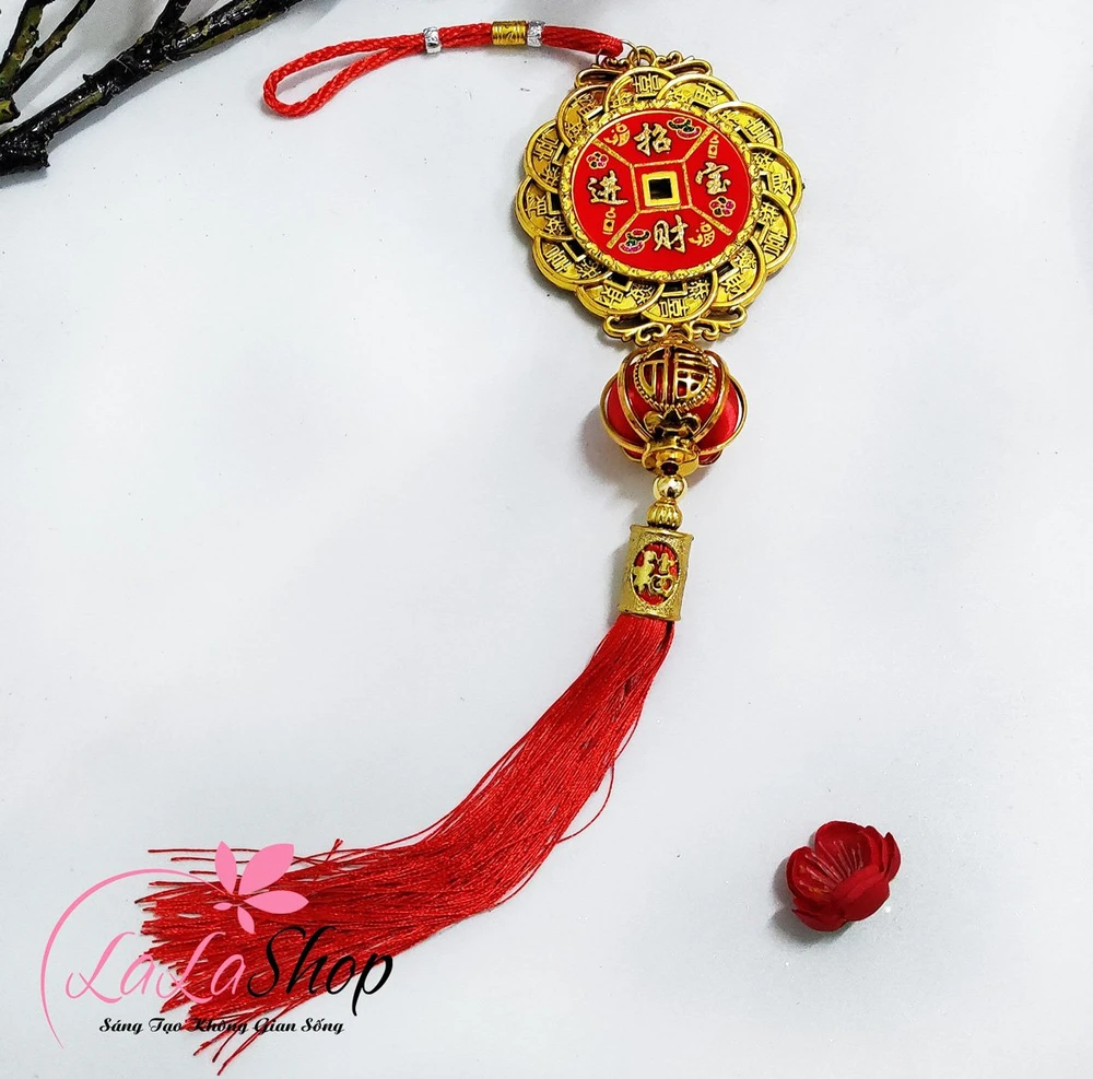 Dây lộc treo đồng tiền lồng đèn may mắn trang trí tết