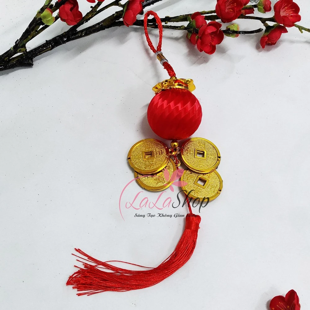Dây lộc treo lồng đèn đồng tiền may mắn trang trí tết mẫu 2