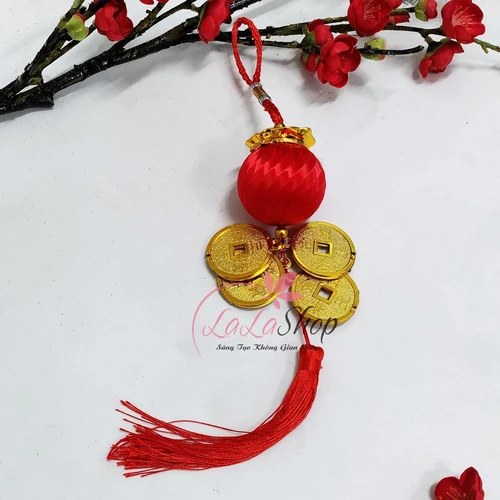 Dây lộc treo lồng đèn đồng tiền may mắn trang trí tết mẫu 2