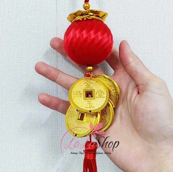 Dây lộc treo lồng đèn đồng tiền may mắn trang trí tết mẫu 2