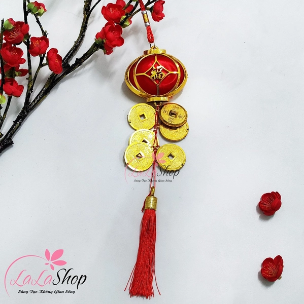 Dây lộc treo lồng đèn đồng tiền tài lộc may mắn trang trí tết