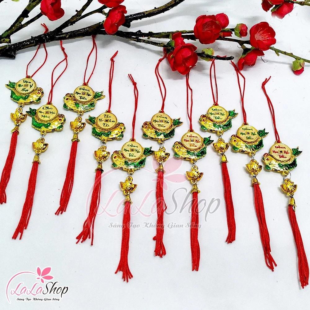 Combo 10 dây lộc treo cá chép đồng tiền may mắn mẫu 2 trang trí tết