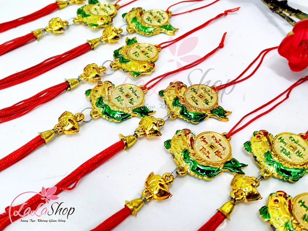 Combo 10 dây lộc treo cá chép đồng tiền may mắn mẫu 2 trang trí tết