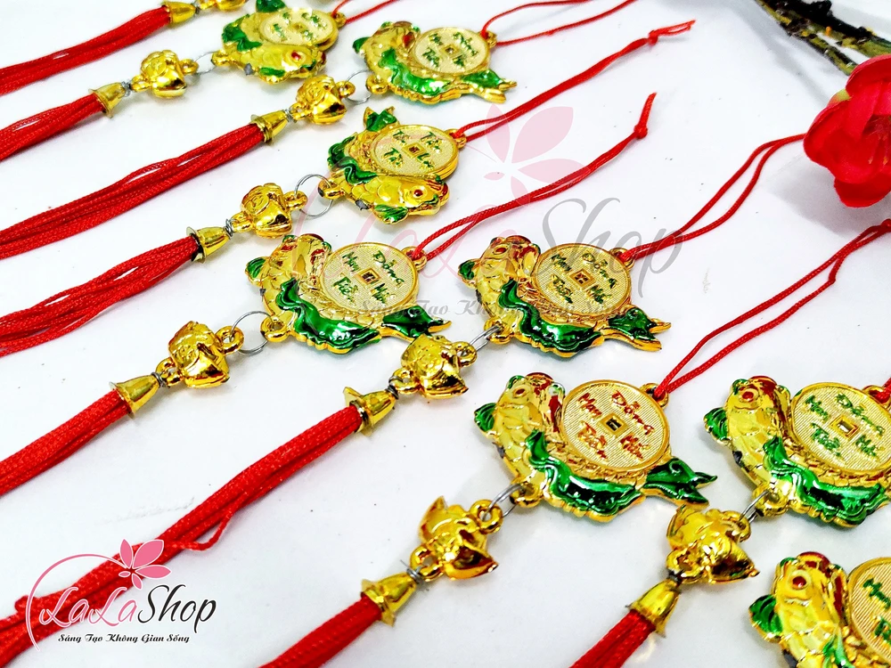 Combo 10 dây lộc treo cá chép đồng tiền may mắn mẫu 2 trang trí tết