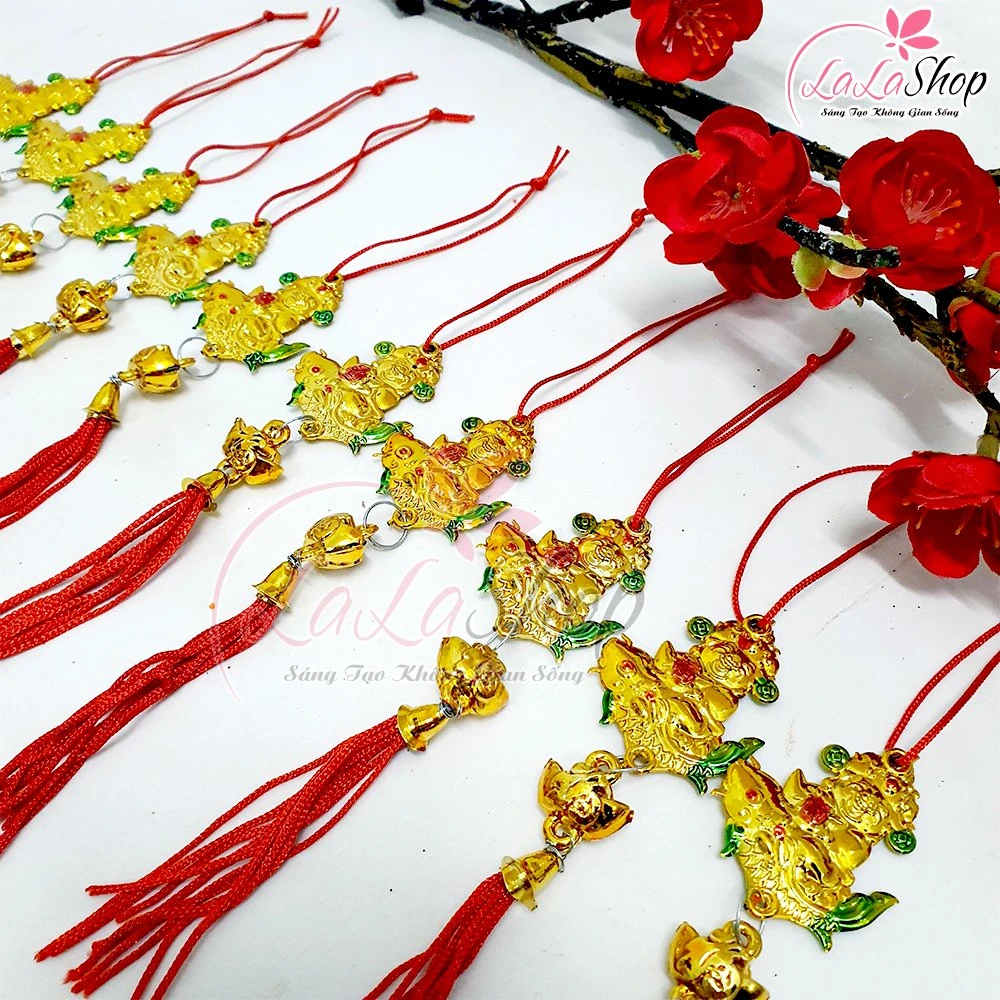 Combo 10 dây lộc treo cá chép đồng tiền may mắn trang trí tết