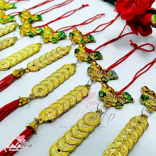 Combo 10 dây lộc treo cá chép đồng tiền trang trí tết noel mẫu 2
