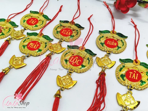Combo 10 dây lộc treo chữ phúc thỏi vàng may mắn trang trí tết