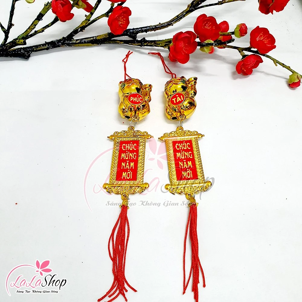 Combo 2 dây lộc treo mèo phúc tài chúc mừng năm mới trang trí tết