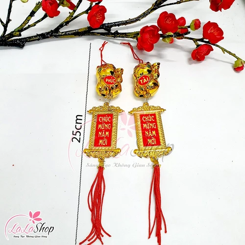 Combo 2 dây lộc treo mèo phúc tài chúc mừng năm mới trang trí tết